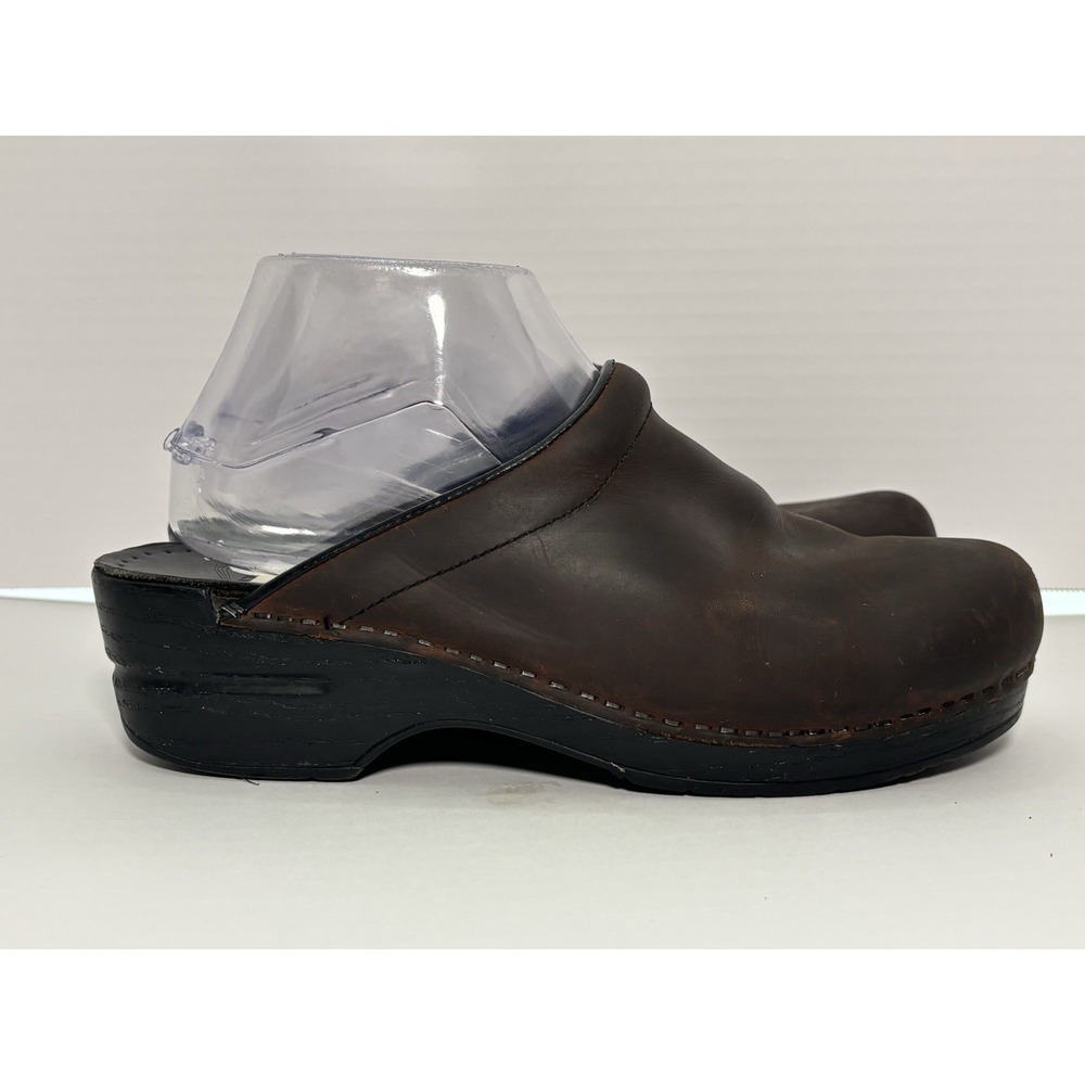 Dansko Sonja Clogs Brown Oiled Leather Mule Shoes Womens EU 39 US 8.5